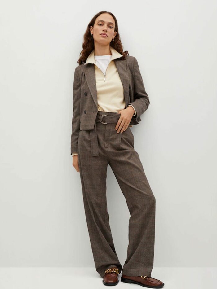 Check cropped suit jacket