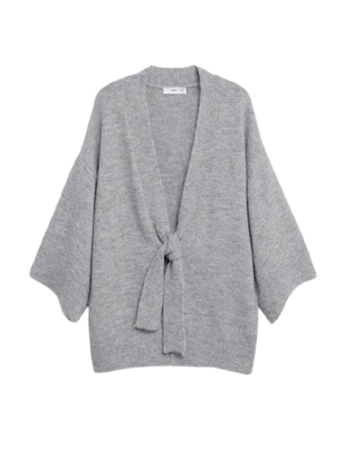 Knitted cardigan with belt