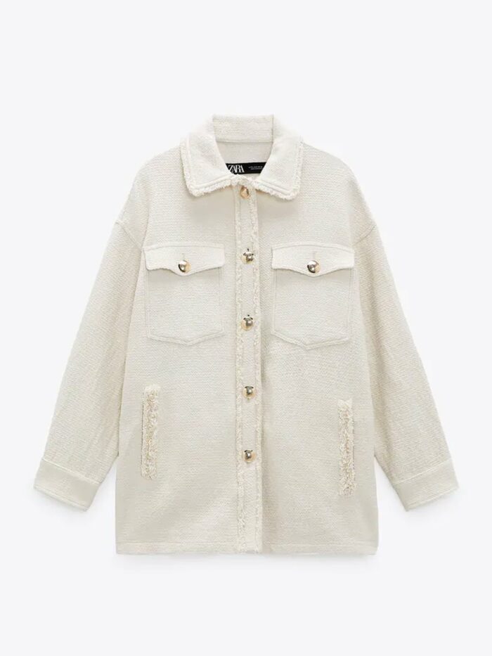 Textured Button-up Overshirt