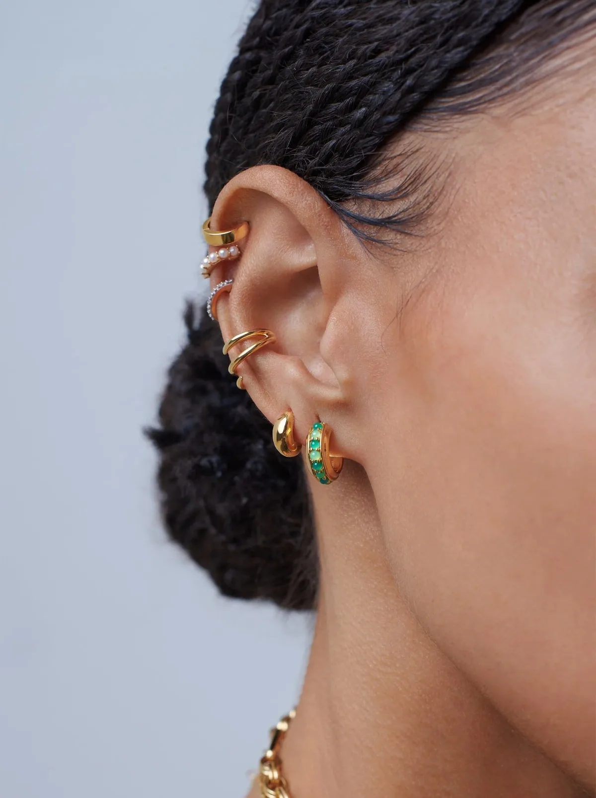 Small Gemstone Hoop Earrings - Image 2